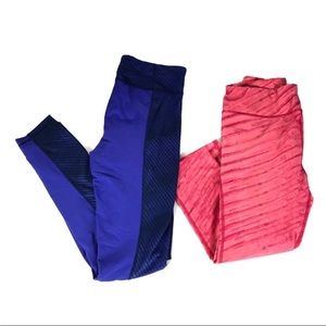 •UNDER ARMOUR• Lot of (2) Leggings Blue Crimson